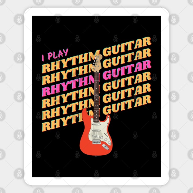 I Play Rhythm Guitar Fiesta Red Guitar Sticker by nightsworthy